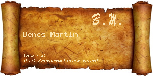 Bencs Martin névjegykártya